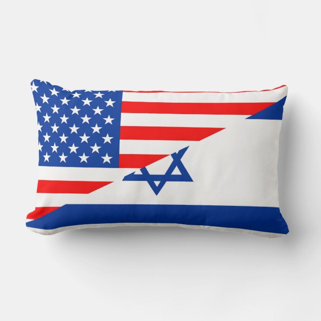 united states america israel half flag usa country lumbar cushion (Front)