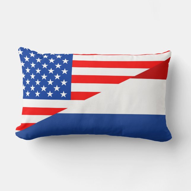 united states america netherlands half flag  usa lumbar cushion (Front)