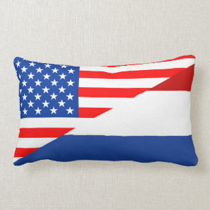 united states america netherlands half flag  usa lumbar cushion