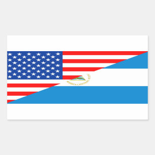 united states america nicaragua half flag usa rectangular sticker