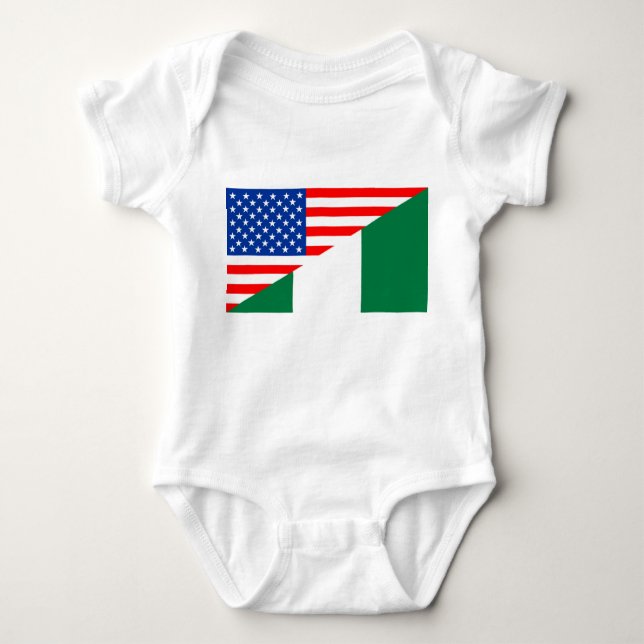 united states america nigeria half flag usa countr baby bodysuit (Front)