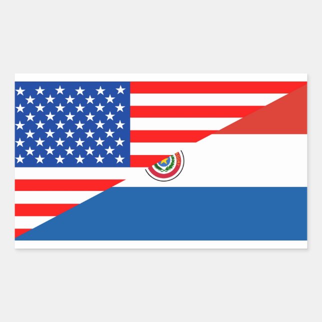 united states america paraguay half flag usa count rectangular sticker (Front)