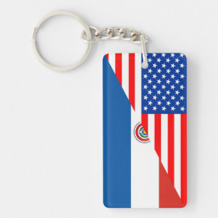 united states america paraguay half flag usa key ring