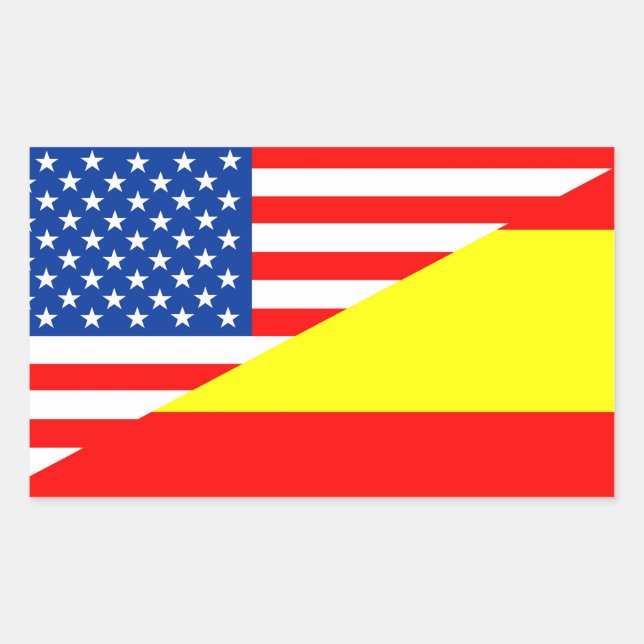 united states america spain half flag usa country rectangular sticker (Front)