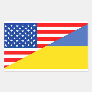 united states america ukraine half flag usa rectangular sticker