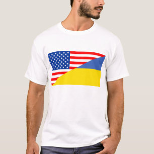 united states america ukraine half flag usa T-Shirt