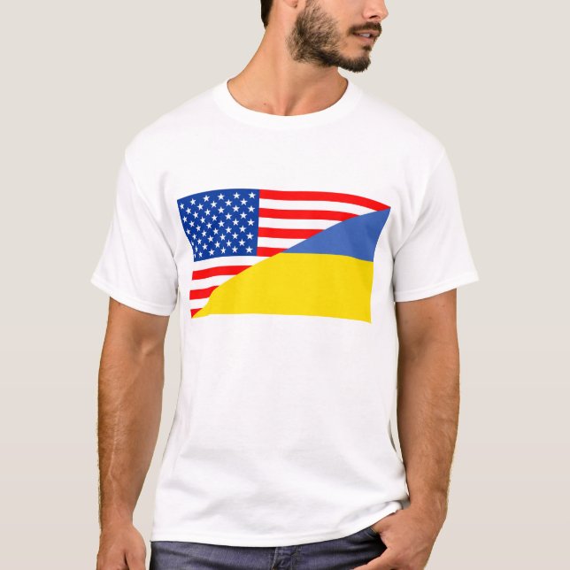 united states america ukraine half flag usa T-Shirt (Front)