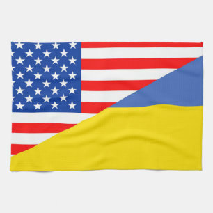 united states america ukraine half flag usa tea towel