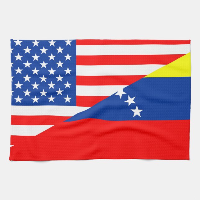 united states america venezuela half flag usa tea towel (Horizontal)