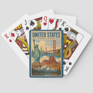 United States American Landmarks Illustration Playing Cards