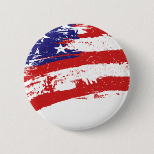 United States/American Star Flag, USA/US 6 Cm Round Badge