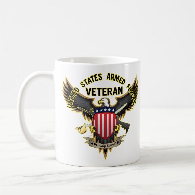 United States Armed Forces Veteran, Proudly Served Coffee Mug (Left)