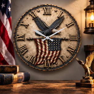 United States Army Veteran Patriotic Military  Large Clock