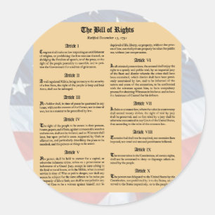 United States Bill of Rights Classic Round Sticker