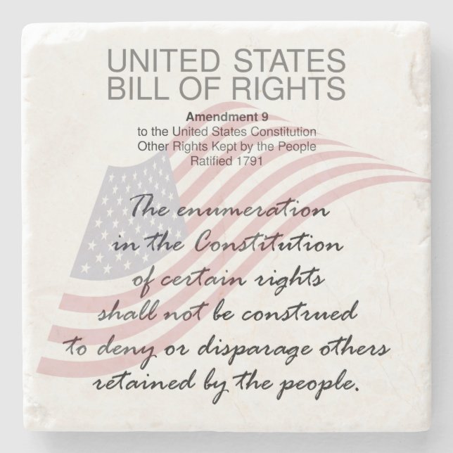 United States Bill Of Rights. Ninth Amendment Stone Coaster (Front)
