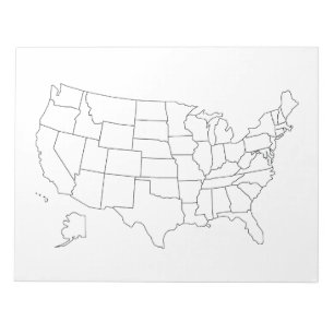 United States blank map US outline with states Notepad
