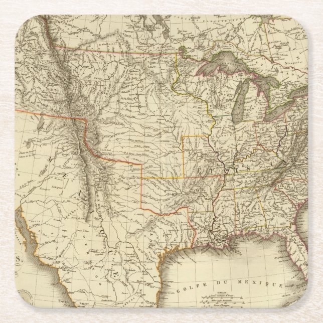 United States, Canada Square Paper Coaster (Front)