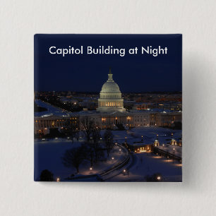 United States Capitol Building at Night 15 Cm Square Badge
