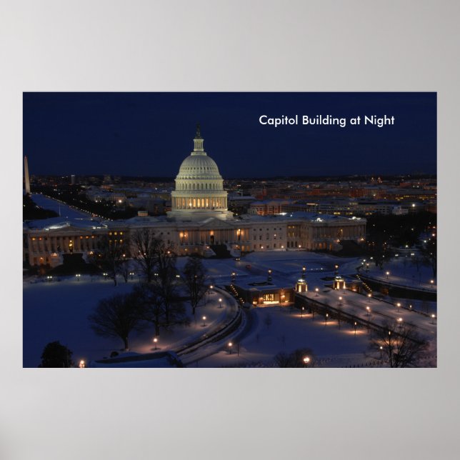 United States Capitol Building at Night Poster (Front)