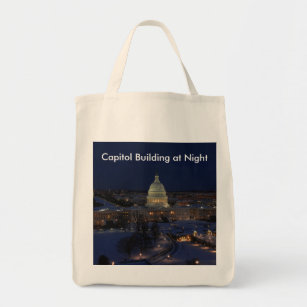 United States Capitol Building at Night Tote Bag