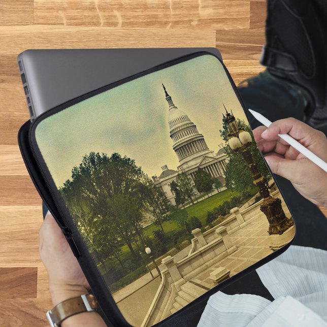 United States Capitol from Library Steps Date 1898 Laptop Sleeve (United States Capitol from Library Steps Date 1898 Laptop Sleeve)