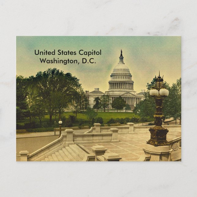 United States Capitol from Library Steps Date 1898 Postcard (Front)