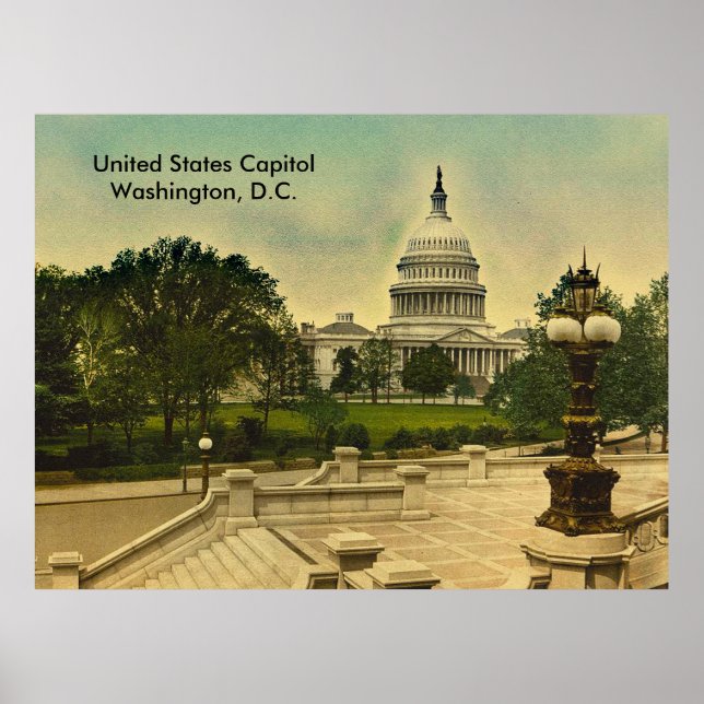 United States Capitol from Library Steps Date 1898 Poster (Front)