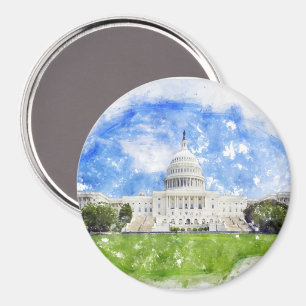 United States Capitol in Washington DC Pastel Draw Magnet