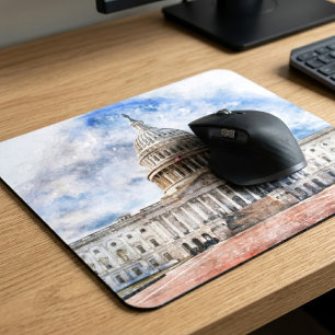 United States Capitol Pastel Drawing Washington DC Mouse Pad