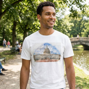 United States Capitol Pastel Drawing Washington DC T-Shirt