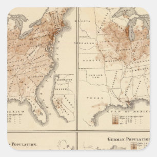 United States Census maps, 1870 Square Sticker