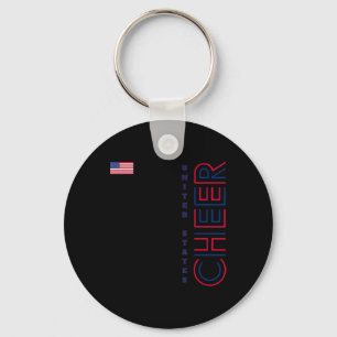 United States Cheerleading Patriotic Red White Blu Key Ring
