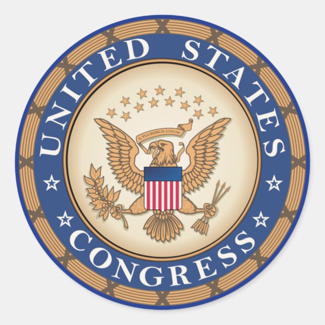 United States Congress Classic Round Sticker (Front)