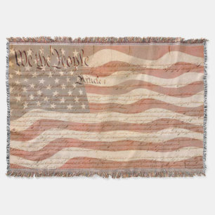 United States Constitution American flag Patriotic Throw Blanket