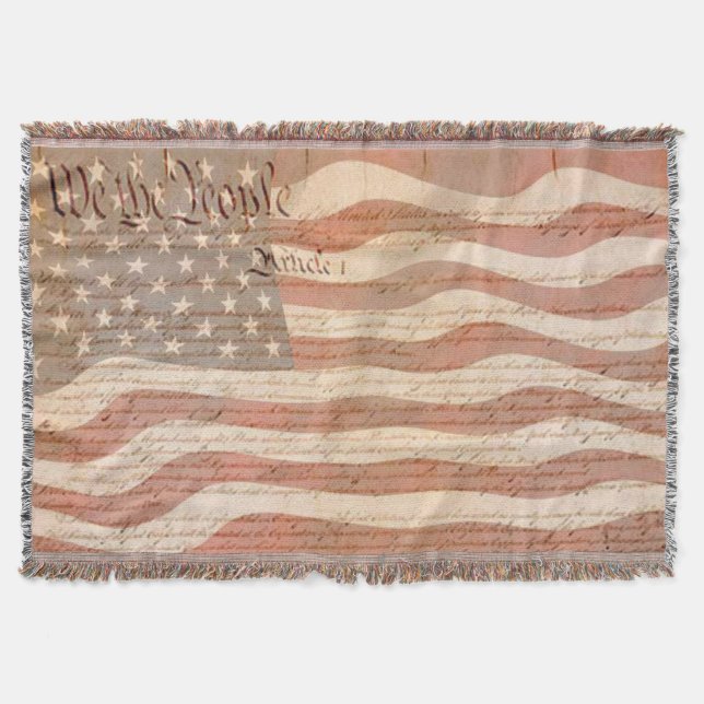 United States Constitution American flag Patriotic Throw Blanket (Front)