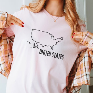United States Country Map USA America Border Shape T-Shirt