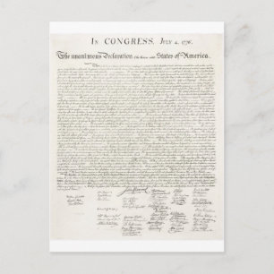 United States Declaration of Independence Postcard