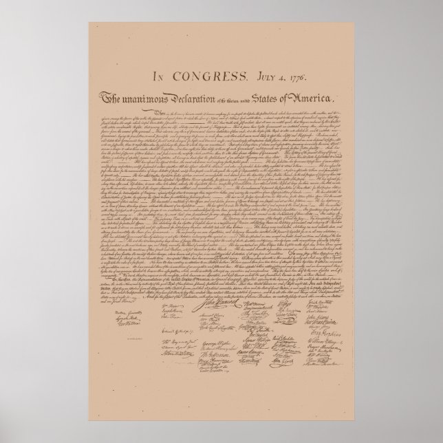 United States Declaration of Independence Poster (Front)