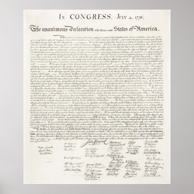 United States Declaration of Independence Poster (Front)