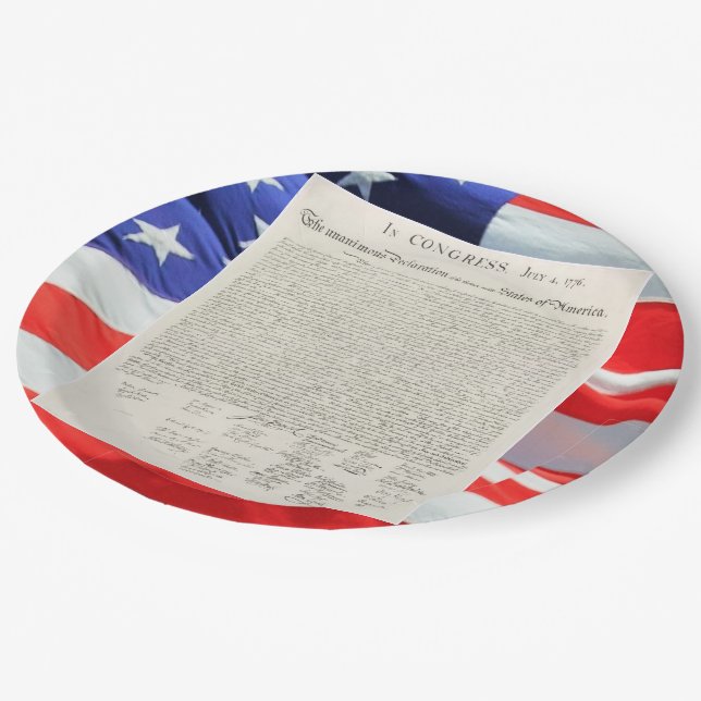 United States Declaration of Independence Vintage Paper Plate (Angled)