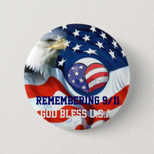United States Flag,9/11_ 6 Cm Round Badge