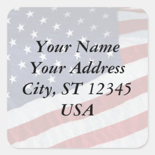 United States Flag Address Sticker