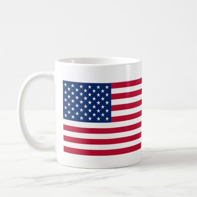 United States Flag and Anthem Name Mug (Left)