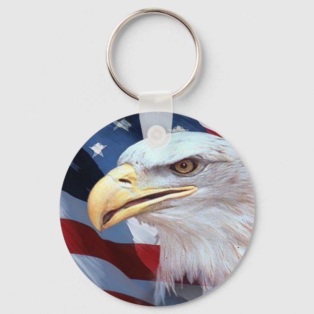 United States Flag and Bald Eagle Key Ring (Front)