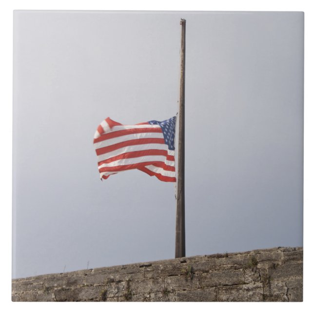 United States Flag at Half-Mast (USA) Ceramic Tile (Front)