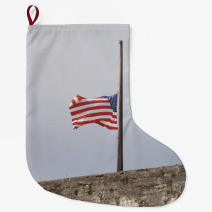 United States Flag at Half-Mast (USA) Large Christmas Stocking