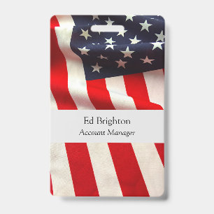 United States flag closeup ID Badge