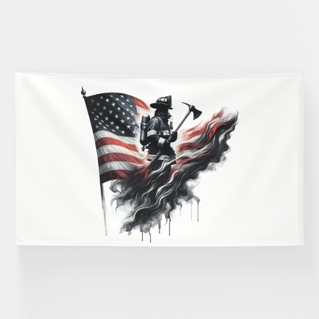  United States Flag. Firefighter Banner (Horizontal)