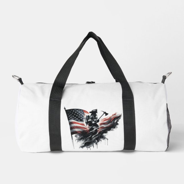  United States Flag. Firefighter Duffle Bag (Front)