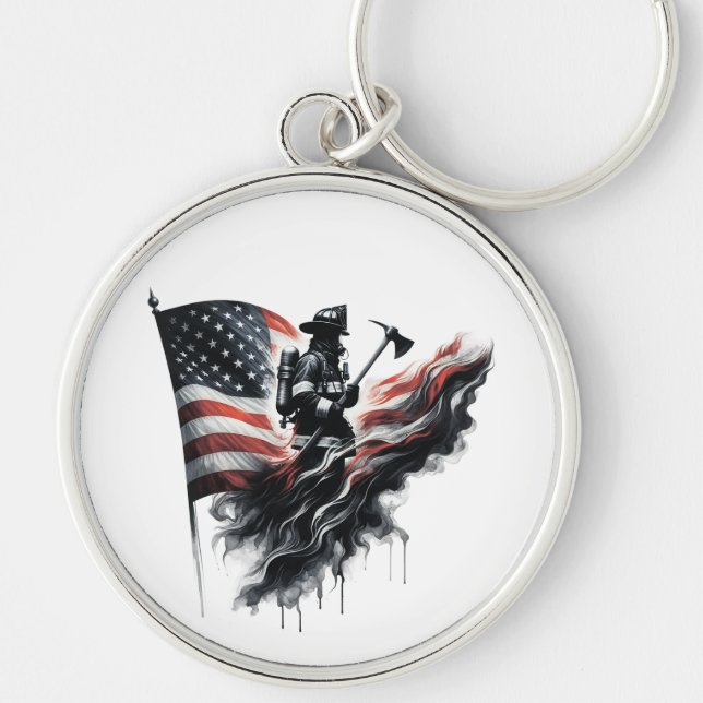  United States Flag. Firefighter Key Ring (Front)